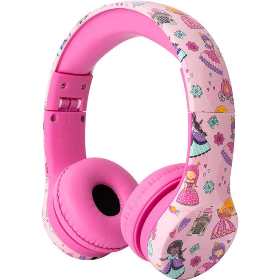 Play+ Kids Headphones  Volume Limited 93dB for Safe Listening Foldable, Durable Toddlers, Boys & Girls Tangle-Free Cord Ideal Travel, School, Tablets - Princess
