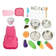 Play Kitchen Accessories – 23-Piece Child Chef Set with Toy Cookware, Play Veggies, Utensils, and Plastic Storage Container by Hey Play