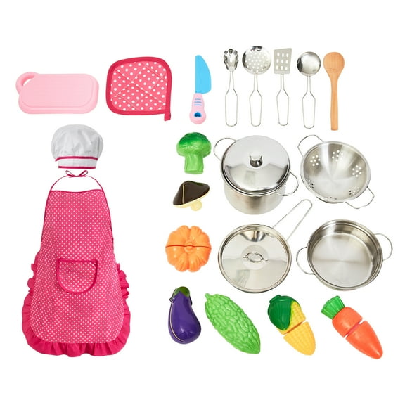 Hey Play Toy Kitchen Set  23-Piece Cookware Playset with Storage Container