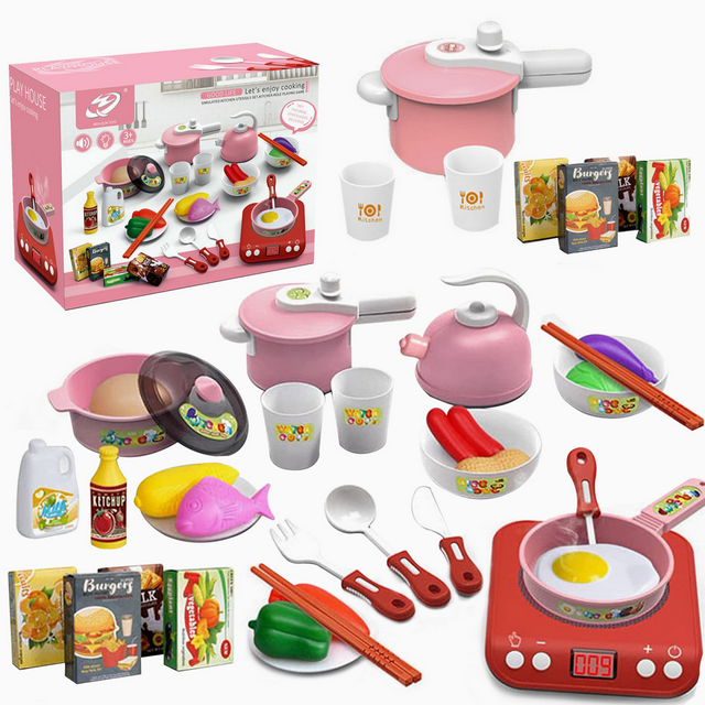 Yanyu 36Pcs Kids Pretend Chef Cookware Set, Play Kitchen Accessories