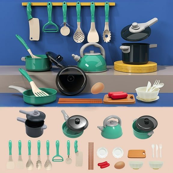 Play Kitchen Accessories Set,Kids Pots and Pans Playset,Play Food for Kids Kitchen Pretend Cooking Toys Set with Plastic Pressure Pots, Pans, Cooking Utensils for Toddlers Girls Boys Ages 4-8