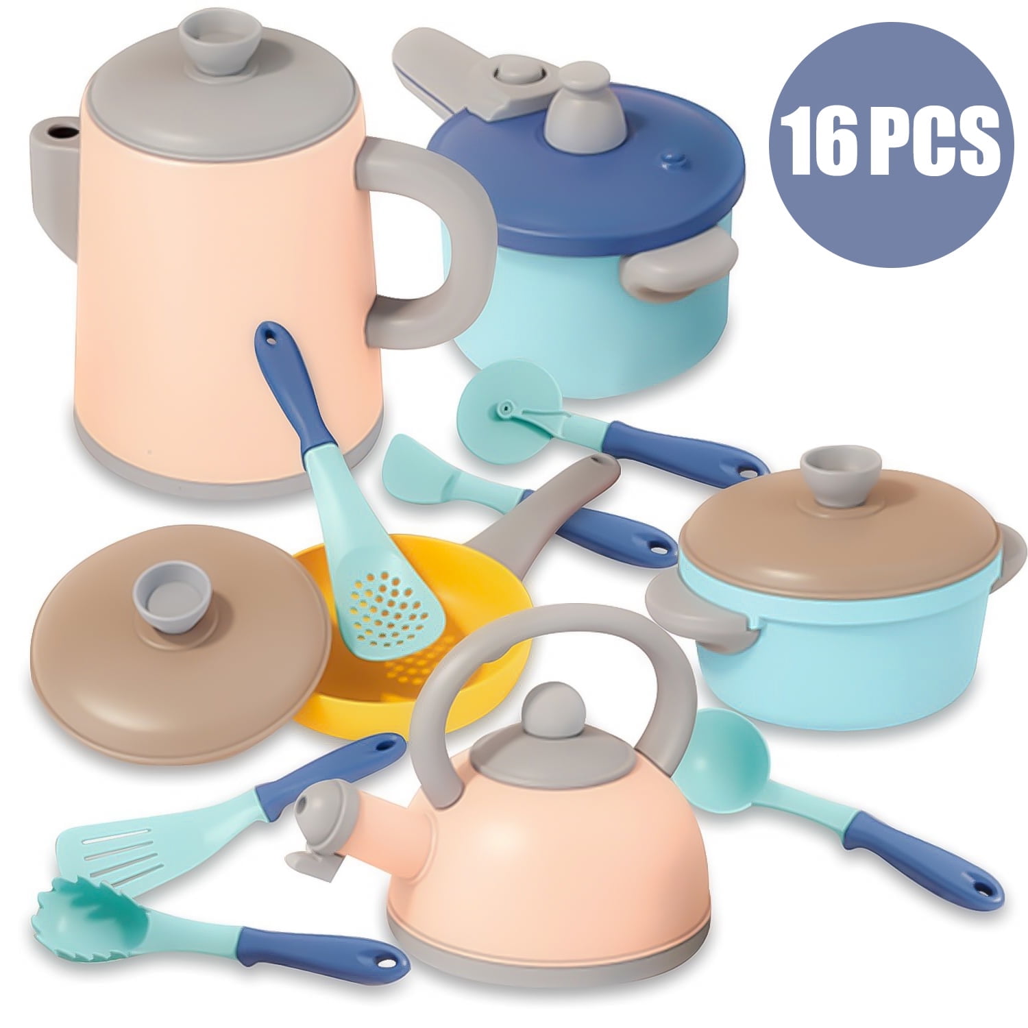 Play Kitchen Accessories Set, Pretend Play Kitchen Cooking Toy, Toddlers Gift for 3 4 5 6 Years Old Boys Girls