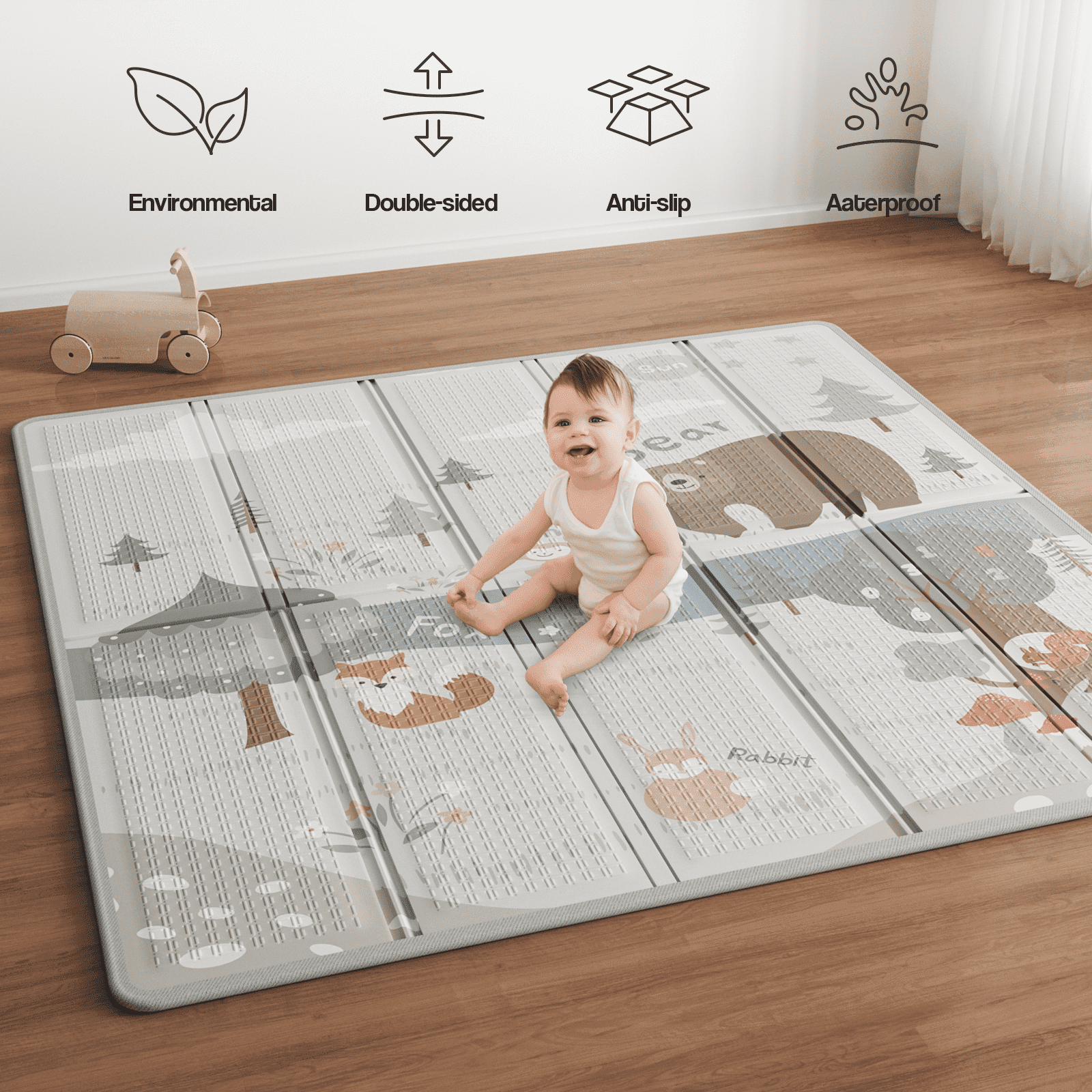 Play Mat 59x59 Inch Waterproof Foam for Babies and Kids – 0.4 Inch