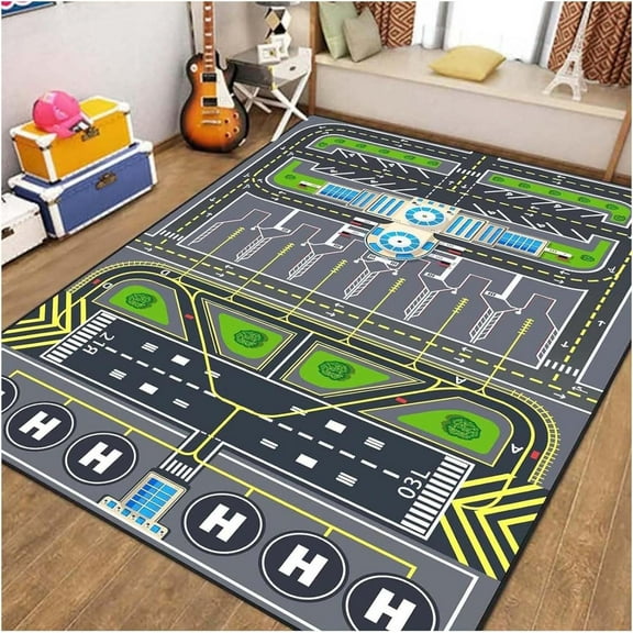 Play Mat Kids Rug Playroom Rug Classroom Rug Car Rugs For Kids Toy Cars Airport Mat Road Rug For Kids-3x5ft