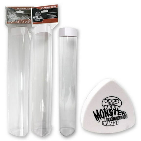 Playmat Tube - Monster Protectors Prism-shaped Play Mat Tube (White)- Wont Roll Off Surface and Eas Multi-Colored