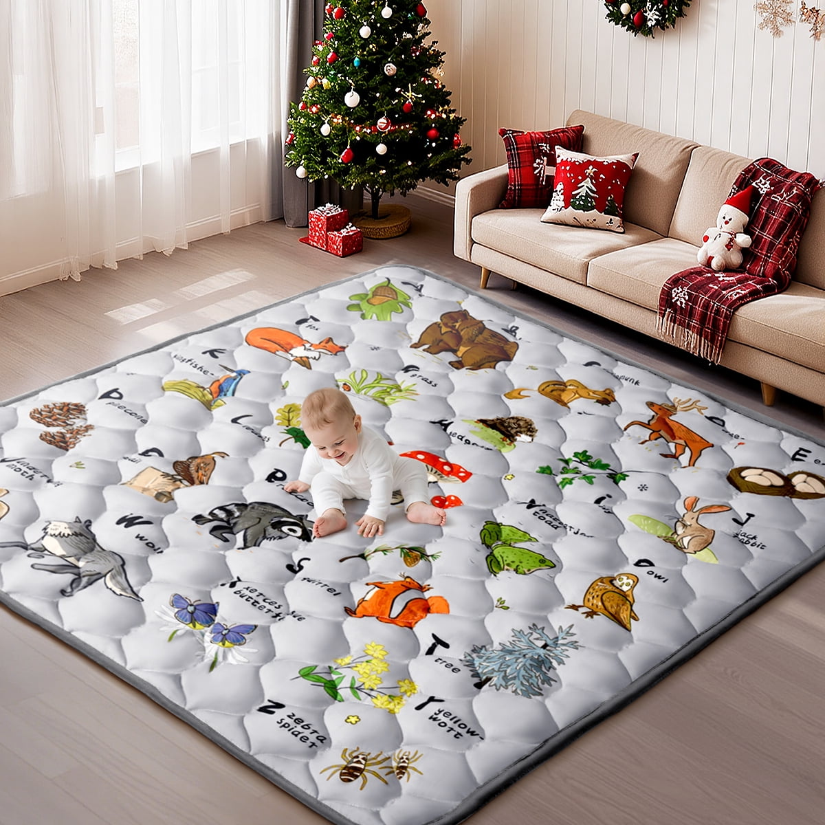 Walmart Black Friday Deals 2025 - Baby Play Mat, Caveen Thicken Soft Cotton Baby Playmats, Foldable Anti-Slip Floor Crawling Playmat Playpen Mat for Infants and Toddlers, 50"x50", Light Grey