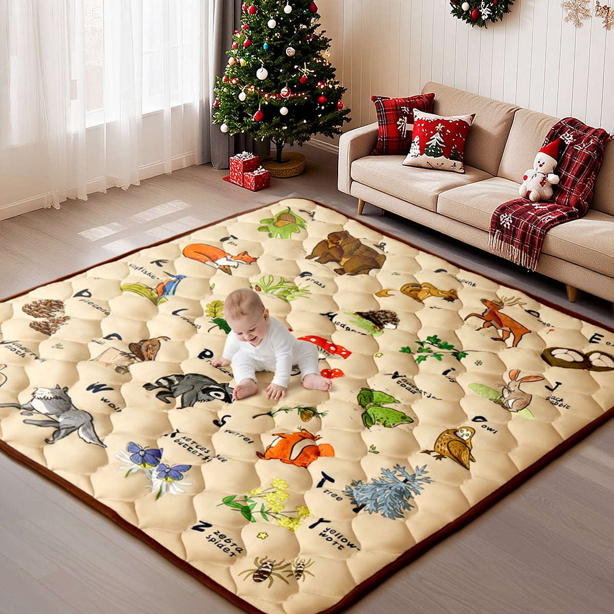 Walmart discounts of Walmart Black Friday Deals 2025 - Baby Play Mat, Caveen Thicken Soft Cotton Baby Playmats, Foldable Anti-Slip Floor Crawling Playmat Playpen Mat for Infants and Toddlers, 50"x50", Brown