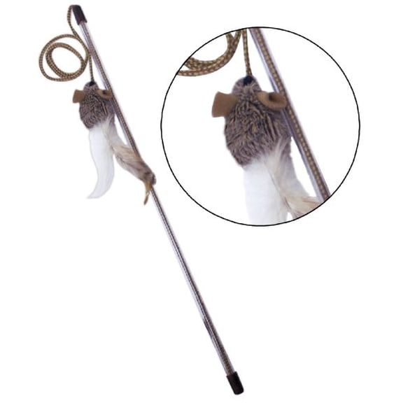 Play-N-Squeak Teaser Cat Toy with Feather, Pink