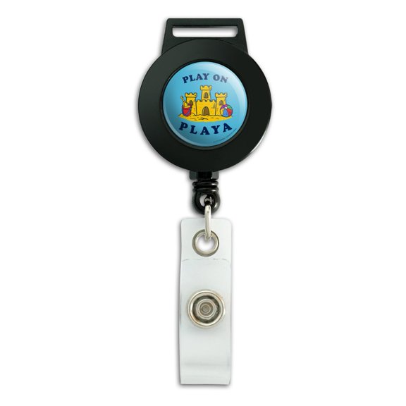 Play On Playa Player Sandcastle Funny Humor Lanyard Retractable Reel Badge ID Card Holder