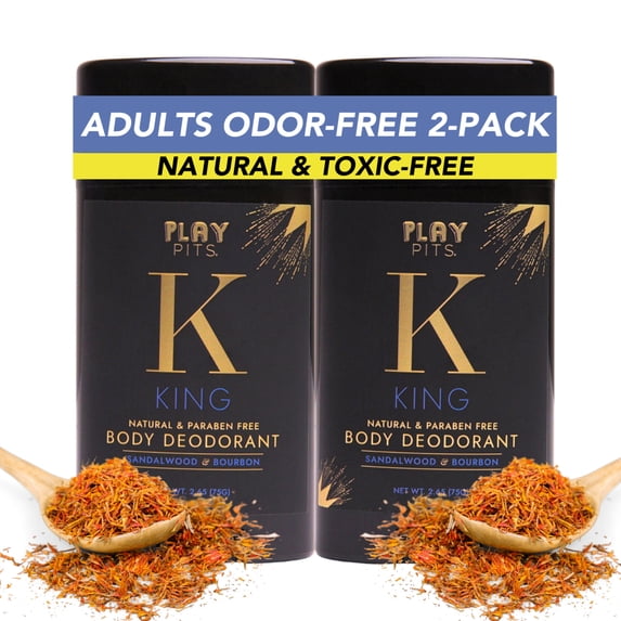 Play Pits – Natural Whole Body Deodorant For Men & Women – King Scent – Infused W/Sandalwood - 2pk