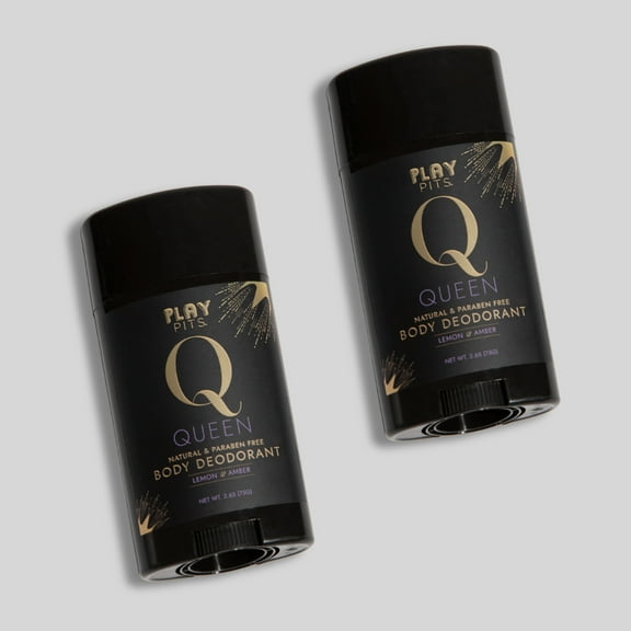 Play Pits – Natural Whole Body Deodorant For Men & Women – Queen Scent – Infused W/Lemon & Amber-2pk