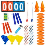 Play Platoon 14 Player Premium Flag Football Set - 14 Football Belts & Cones, 42 Flags, Marking, Scoreboard, 4 Pylons, 2 Whistles, 2 Penalty, Ball
