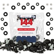 Play Platoon 144 Piece Wheels and Axles Sets, Building Bricks Car Parts and Pieces Kit - Car Building Set with Wheels, Axles & Windshields