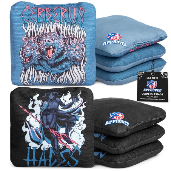 Play Platoon ACO Tournament Series Cornhole Bags Set of 8 - Pro Style Dual Sided Slick and Sticky Side Bean Bags for Corn Hole Toss Game - Competition Weight, Designed in USA - Black & Slate Blue