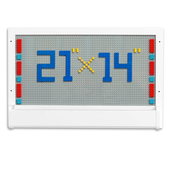 Play Platoon Building Brick Wall Mount Activity Toy with Storage - 21 x 14 inch Frame, Large Wall Activity Display Building Blocks Baseplate Panel, Compatible with All Major Brands