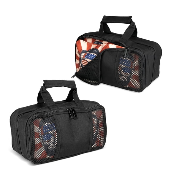 Play Platoon Cornhole Bag Carry Case - 8 Corn Hole Bag Carrying Case, 2 Pack Double Sided Mesh View Front Windows, Name Tag Slots, Carry Handle & Zippered Top Compatible with Zuca Bag Insert