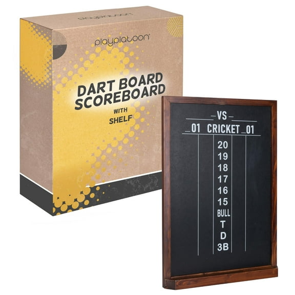 Play Platoon Dart Scoreboard & Darts Holder Wall Mount - 16x22 Inch Wood Chalkboard Scorekeeper Game Room Accessories & Decor for Man Cave Cabinet