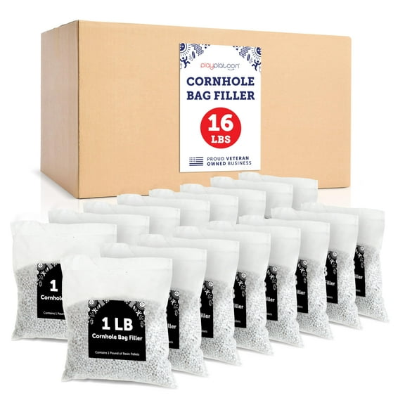 Play Platoon Resin Pellets Cornhole Bag Filler - 16 lbs Plastic Poly Pellets Weighted Stuffing Beads for Shooting or Bean Bag - Individually Packaged 1 lb Plastic Corn Alternative Filler