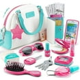 thumbnail image 1 of Play Purse for Girls and Toddlers - Little Girls Toys Pretend Play Accessories: Toy Phone, Wallet, Credit Cards, Keys, Pretend Makeup for Role Playing Toys for Girls Ages 3 4 5 6 7 8 Years and Up, 1 of 6