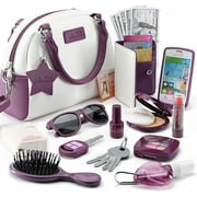 Play Purse for Girls and Toddlers - Realistic Purse and Complete Set of Pretend Play Accessories Including Toy Phone, Wallet, Credit Cards, Keys, Makeup for Role Playing Ages 3 4 5 6 7 8 Years and up