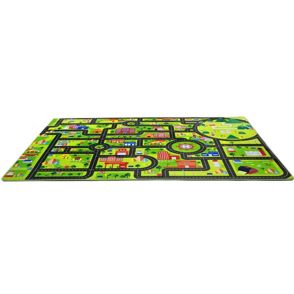 Play Rug 5x7 Rural Road Mat, City Traffic Road Map Area Rug, Soft Non Slip Fun Carpet,Bedroom Playroom Classroom Educational Rug