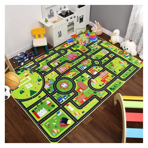 Play Rug 8x10 Feet Carpet Playmat Car Play Rug City Life Traffic Road Rug Large Educational & Game Area Rug for Toddler Boys Bedroom Playroom Classroom