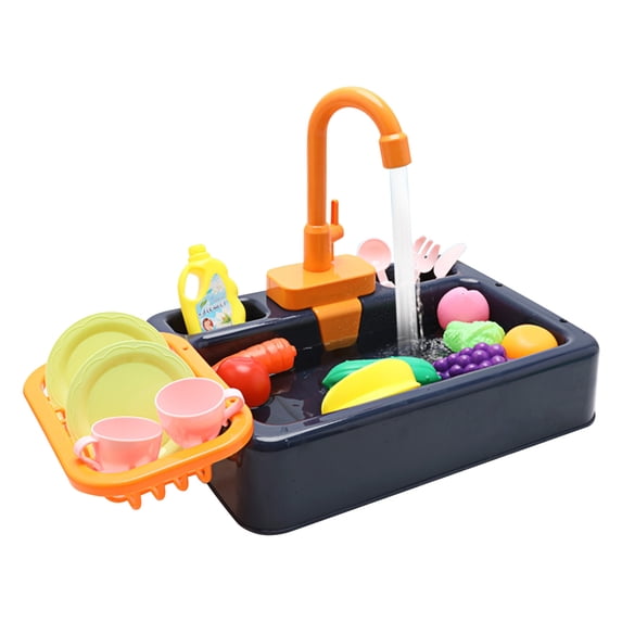 Play Sink with Running Water, Play Kitchen Toys Sink for Kids 3 4 5 6 7 Years Old, Electrical Dishwasher, Color Changing Kitchen Accessories, Dishes Games, Gifts for Toddlers 3-5,Blue