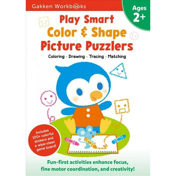 Pre-Owned Play Smart Color & Shape Picture Puzzlers Age 2+: Preschool Activity Workbook with Stickers for Toddlers Ages 2, 3, 4: Learn Using Favorite Themes: Coloring, Shapes, Drawing (Full Paperback