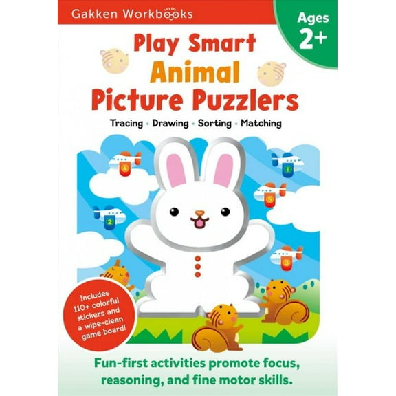Pre-Owned Play Smart: Play Smart Animal Picture Puzzlers Age 2+ : Preschool Activity Workbook with Stickers for Toddlers Ages 2, 3, 4: Learn Using Favorite Themes: Tracing, Matching Games (Full Color Pages) (Paperback)