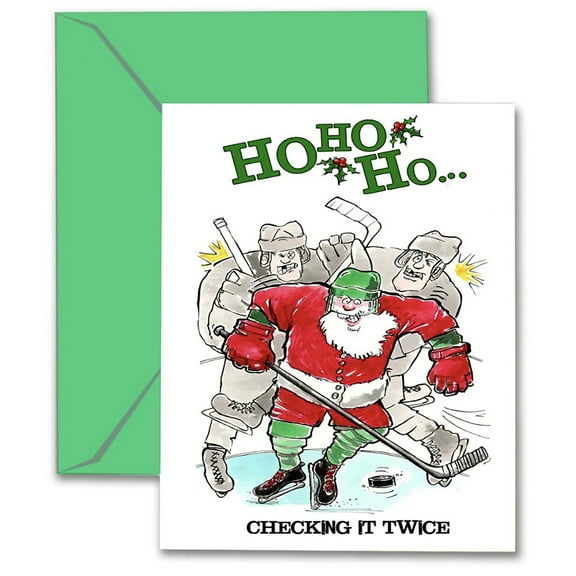 Play Strong 3-Pack Hockey "Checking It Twice" Sports Powercards Christmas Cards