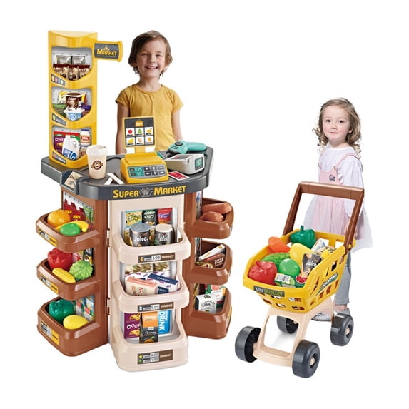 Shop Set Valessati 47-Piece Supermarket Play Set with Cart, Scanner & Cash ...