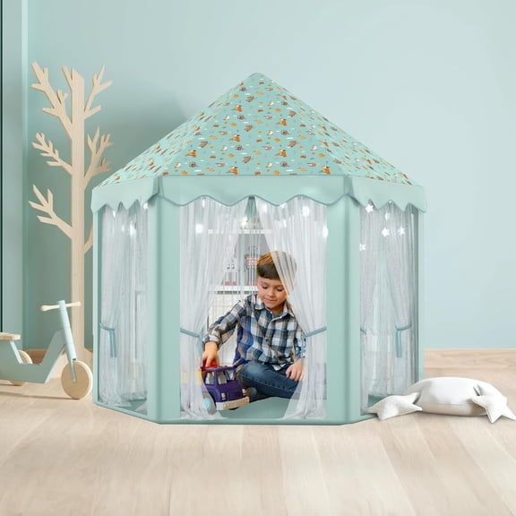 Play Tent Game for Kids Large & Star Lights Toddler Indoor Outdoor Playhouse Toy for Boys & Girls,2-4 Year Old Boy Birthday Christmast Gift,55''x53''(DxH), Green