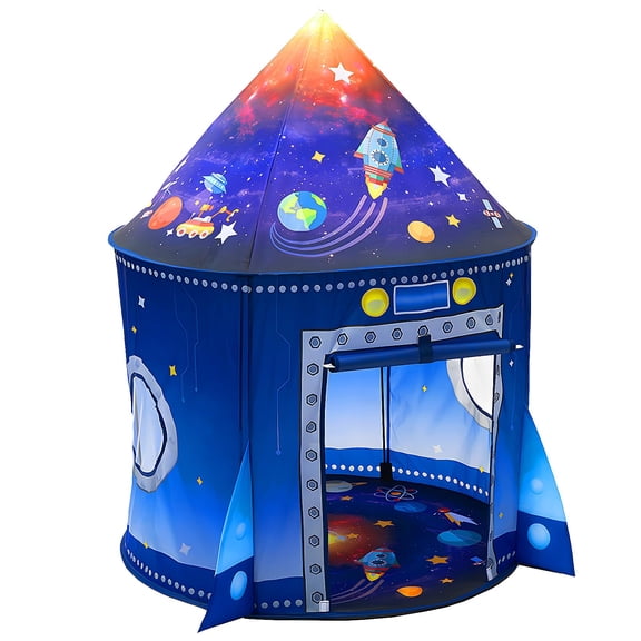 Play Tent for Kids Pretend Playhouse Indoor Outdoor Games Party Children Pop Up Foldable Tent Birthday Toy for Boys Girls Toddler Baby Playroom Gift, Rocket Ship Spaceship Space Themed