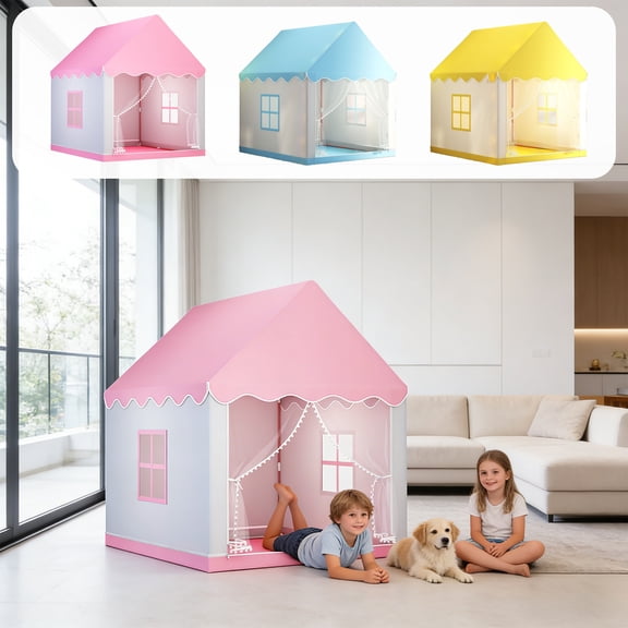 Play Tent for Indoor and Outdoor, Pop Up Foldable Playhouse with Mesh Windows, Portable Reading and Gaming Tent for Boys and Girls