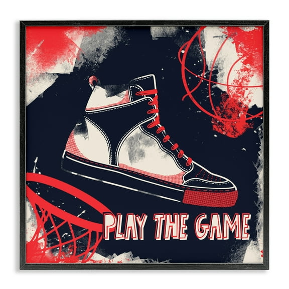 Stupell Industries Play The Game Urban Graffiti Black Framed Giclee Art, design by Marcus Prime, 12 x 12