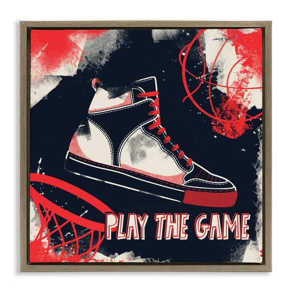 Stupell Industries Play The Game Urban Graffiti Brown Framed Floater Canvas Wall Art, design by Marcus Prime, 18 x 18