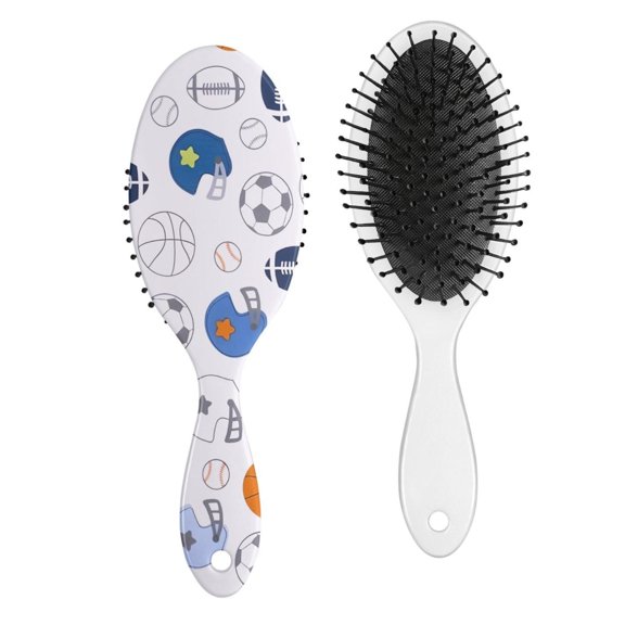 Play-Themed Anti-Frizz Comb - Gentle Brushing Tool for Long Hair, Baseball, Football, Soccer Prints