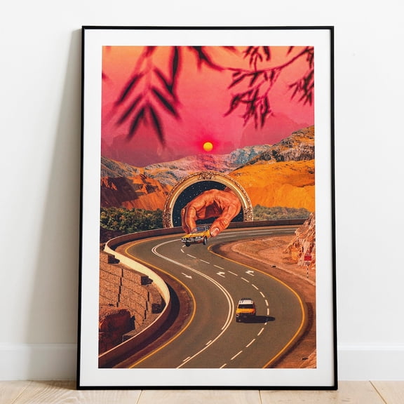 Play Time Road Trip Art Print Pschedelic Vintage Collage Surreal Colorful Wall Decor Trendy Abstract Poster Vibrant Travel Art
