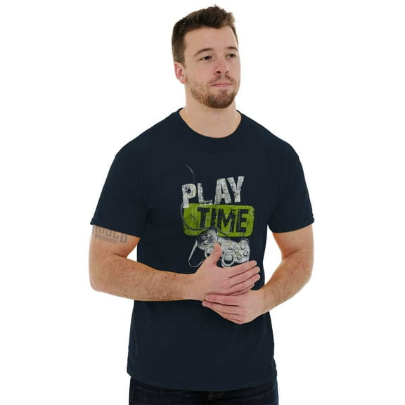 Play Time Video Game Gaming Nerd Men's Big & Tall Crewneck Graphic Tee Brisco Brands 3X