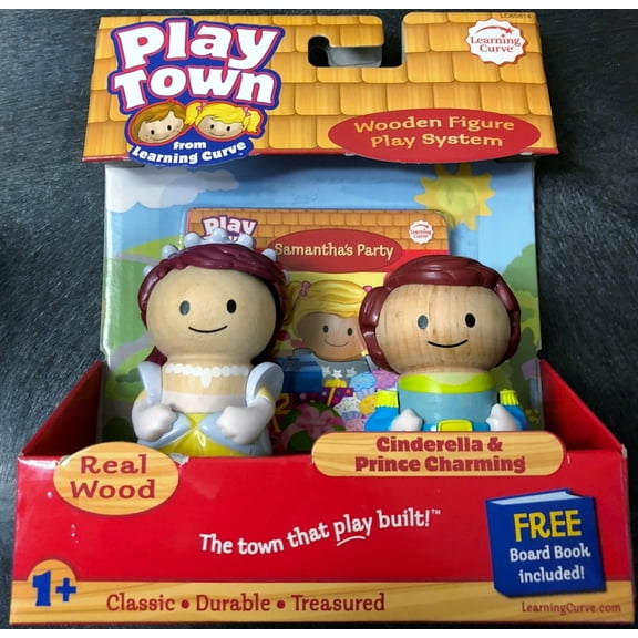 Play Town Wooden Figure Cinderella & Prince Charming - 2 Pack