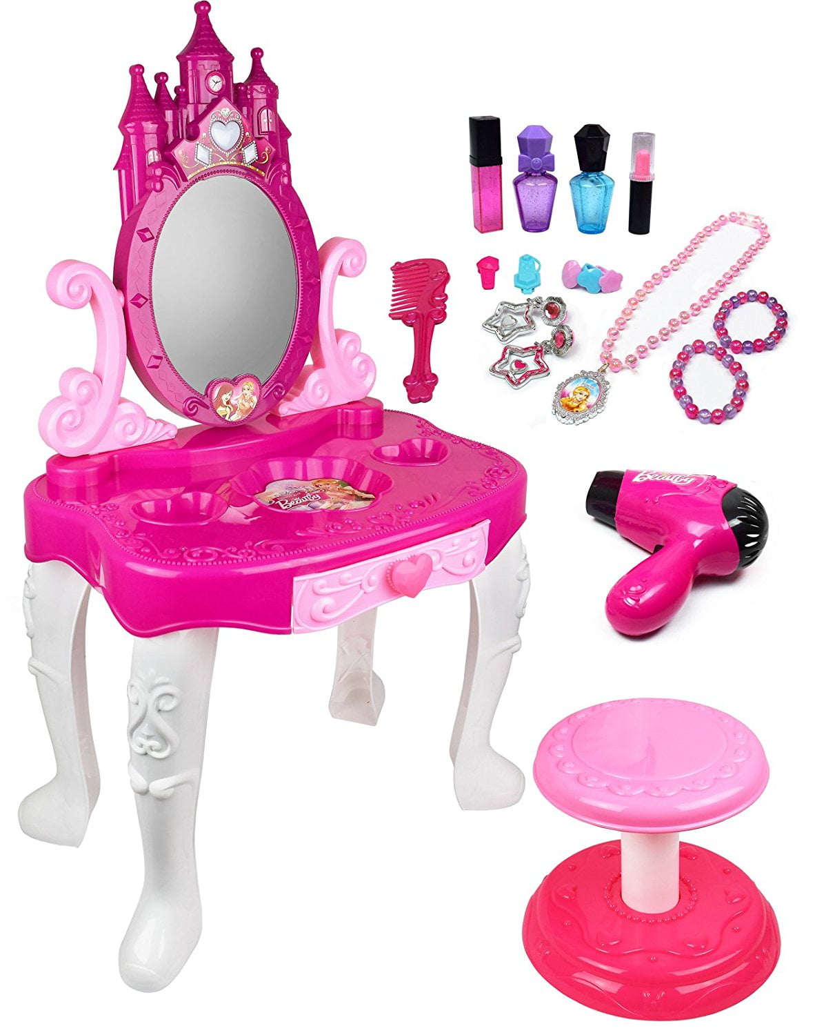 Play Vanity Sets for Girls Toddler Makeup Vanity Playset with Mirror