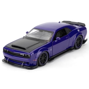 Play Vehicle Compatible for Dodge Challenger SRT Hellcat, Pull Back Car 1:32 Scale Model Toy Car with Lights and Sounds, Purple