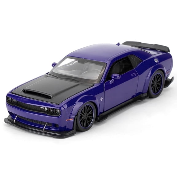 Play Vehicle Compatible for Dodge Challenger SRT Hellcat, Pull Back Car 1:32 Scale Model Toy Car with Lights and Sounds, Purple