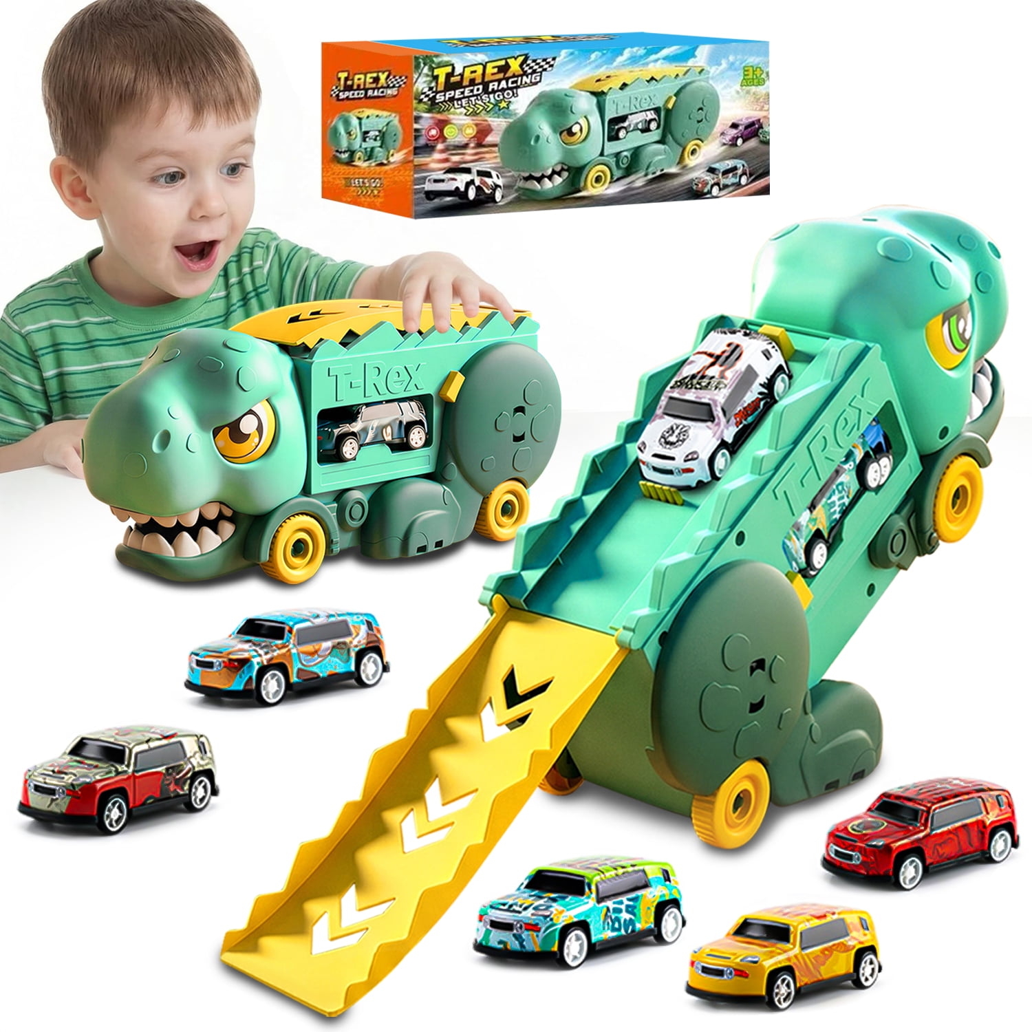 Dinosaur Carrier Truck Toddler Toys for 3 4 5 6 Years Old Boys, Dinosaur Truck for Boys Toys 3-5, Dinosaurs Toys for Kids Boy Toys 2-3 Years Old, Birthday Gifts Toys for Boys 3-6 Years
