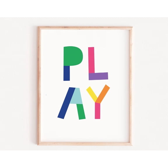 Play Wall Print, Nursery Print, Colorful Nursery, Baby Girl Nursery, Little Girl Roomprintsfactory Colorful Print, Hustle Wall Art, Modern Wall Decor, 8x12 UNFRAMED