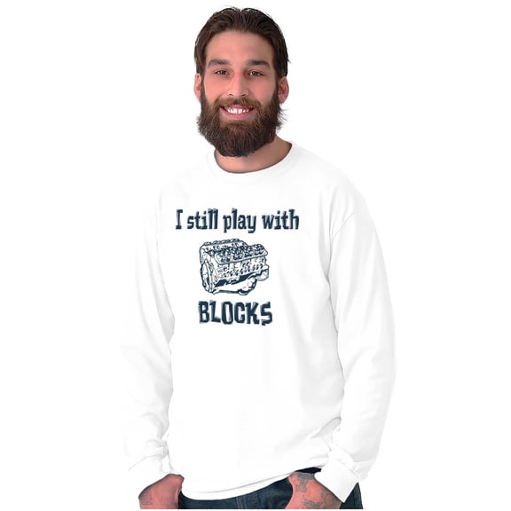 Play With Blocks Car Engine Mechanic Long Sleeve TShirt Men Women Brisco Brands S