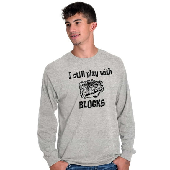 Play With Blocks Car Engine Mechanic Plus Size Long Sleeve Graphic Tee Shirt Brisco Brands 3X