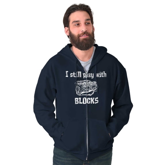 Play With Blocks Car Engine Mechanic Zip Up Hoodie Men's Women's Brisco Brands M