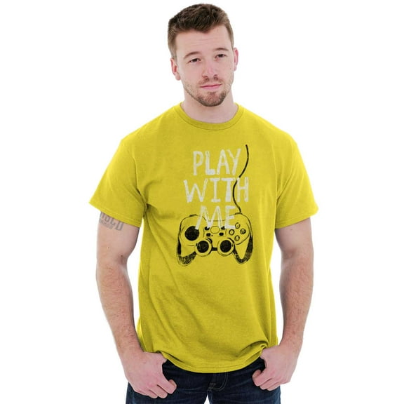 Play With Me Gamer Funny Nerdy Geeky Men's Graphic T Shirt Tees Brisco Brands S
