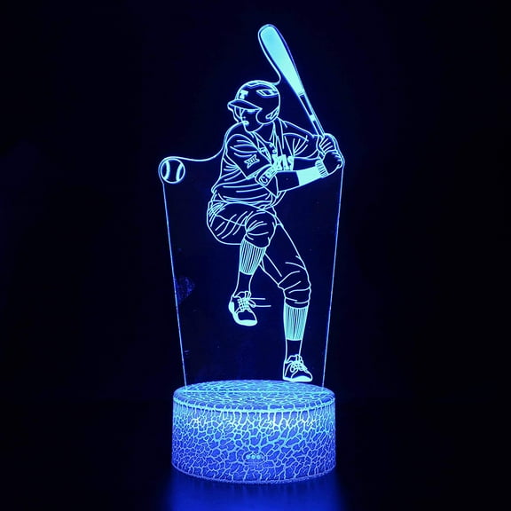 Play baseball 3D Night Light 16 Color Change Lamp Acrylic Flat ABS Base USB Charger Home Decoration Toy Brithday Xmas Kid Children Gift